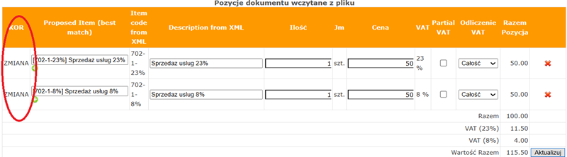 import korekt zakupu w ksef