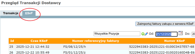 import dokumentów ksef