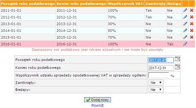 Nowy rok obrotowy w programie